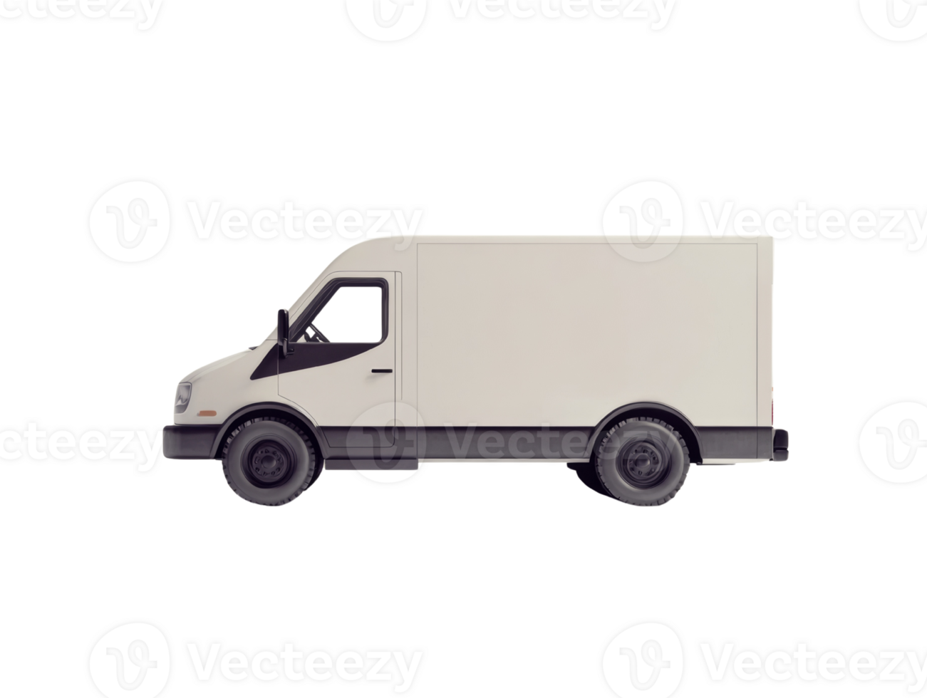 White Delivery Van Side Profile Illustration png