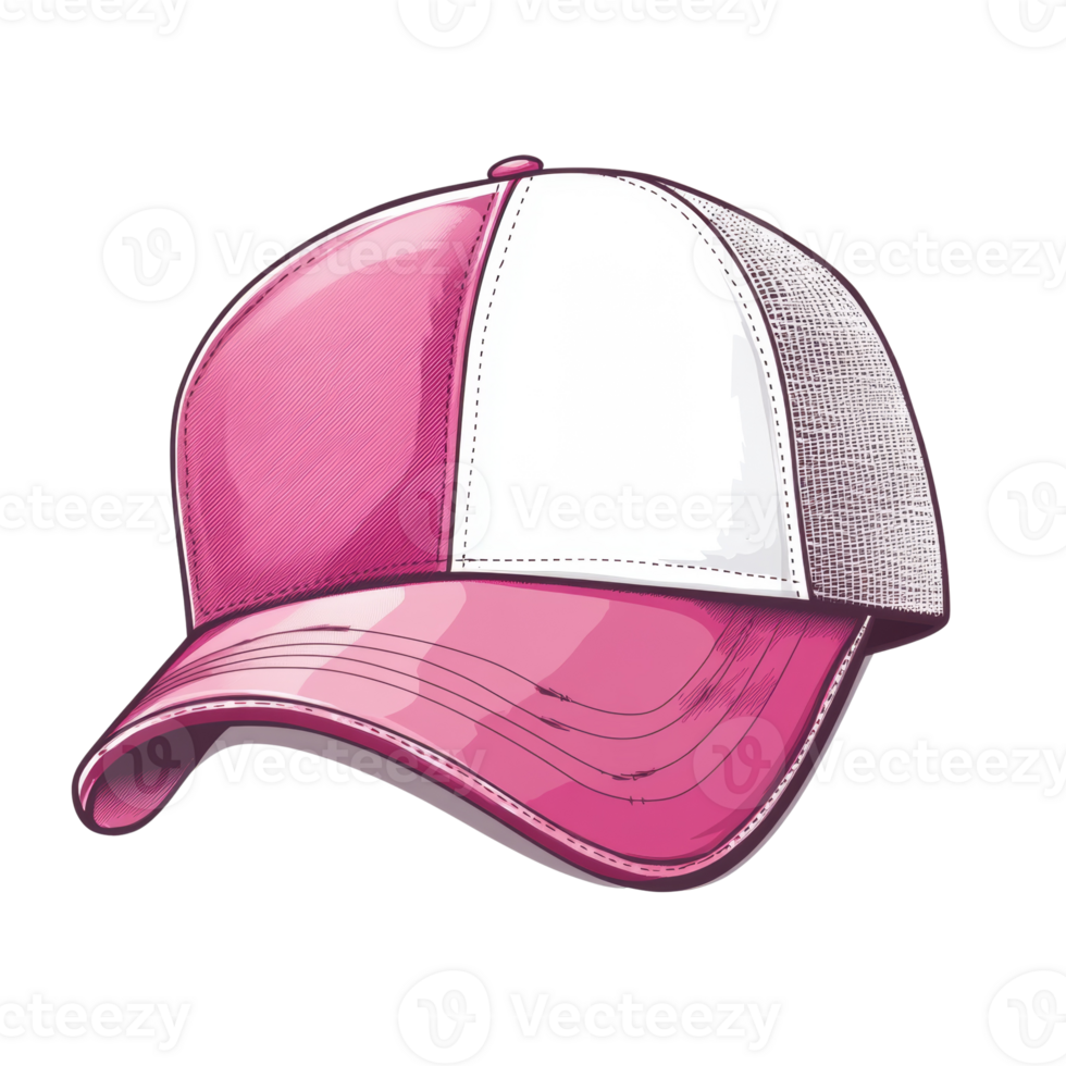 Pink and White Baseball Cap Design Illustration png