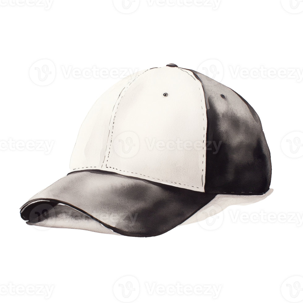 Watercolor Painting of a Two Tone Baseball Cap png