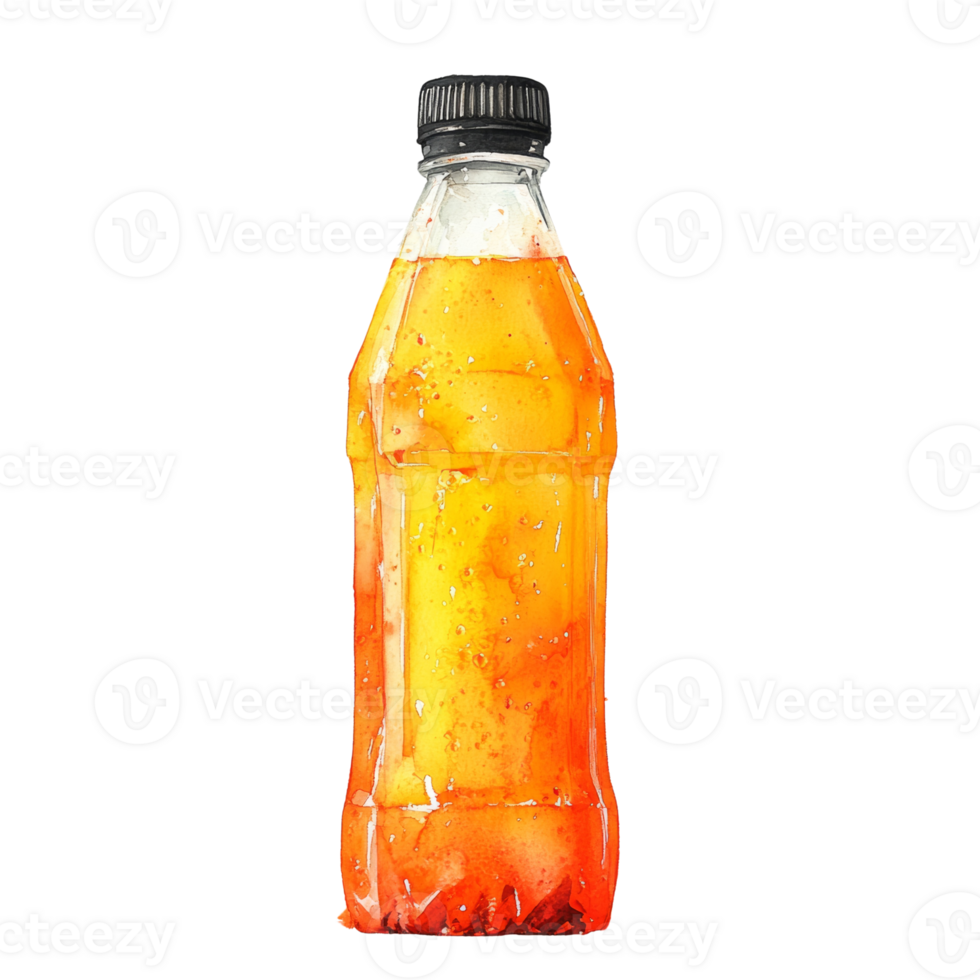 Watercolor Painting Of An Orange Soda Bottle png