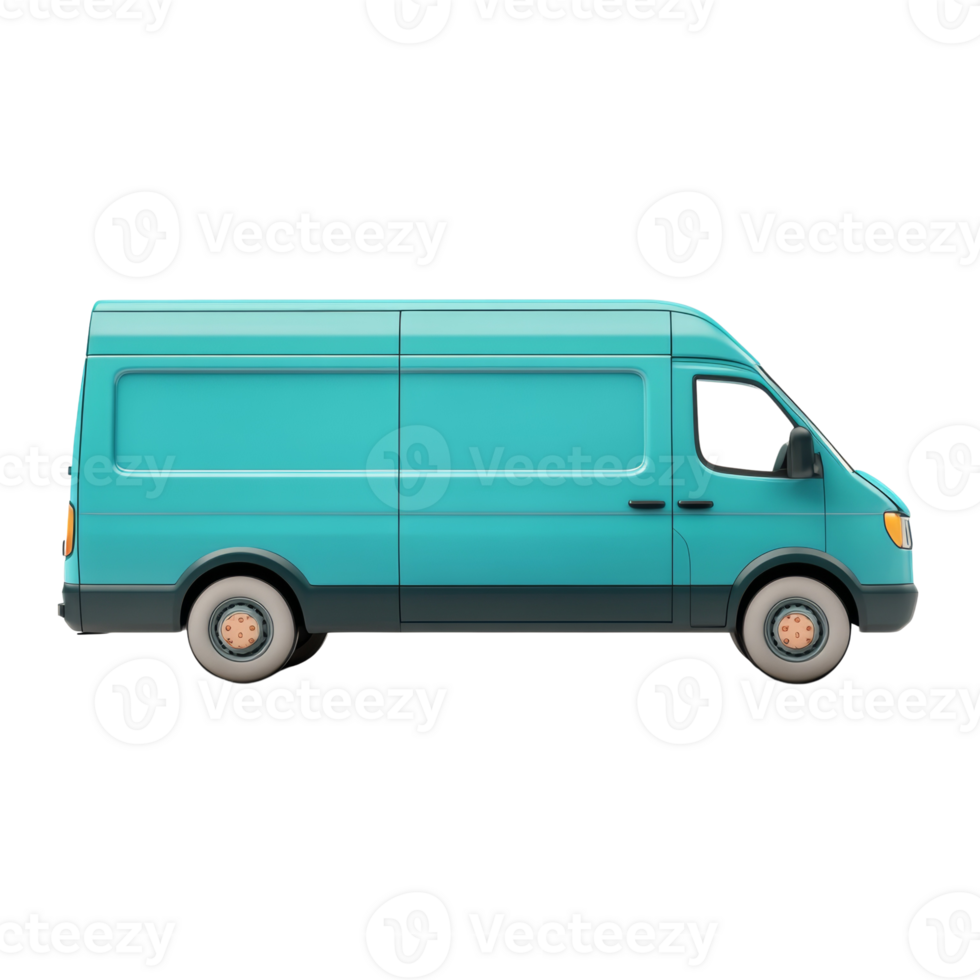 Teal Delivery Van Side Profile Illustration png