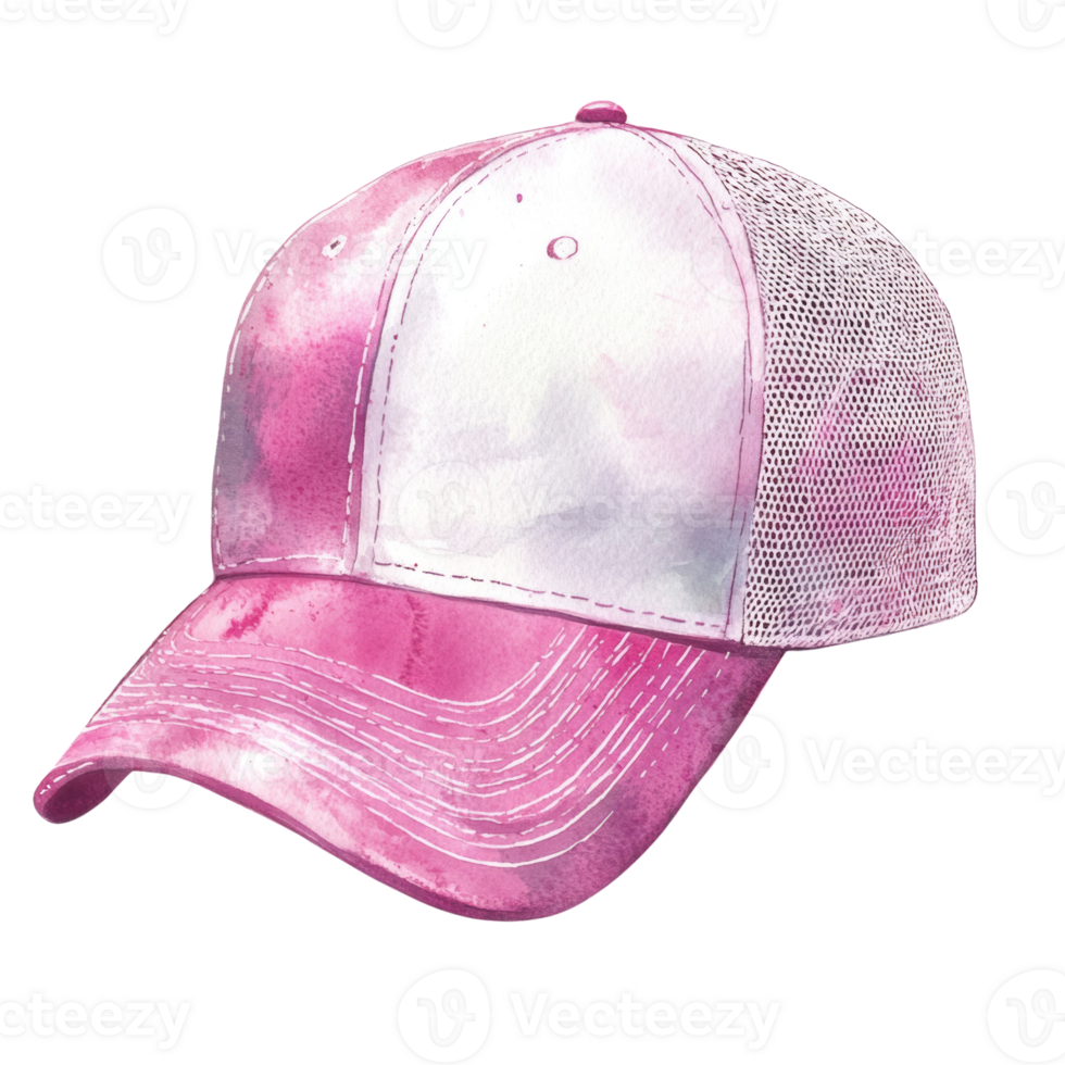 Watercolor Illustration Of A Pink Baseball Cap png