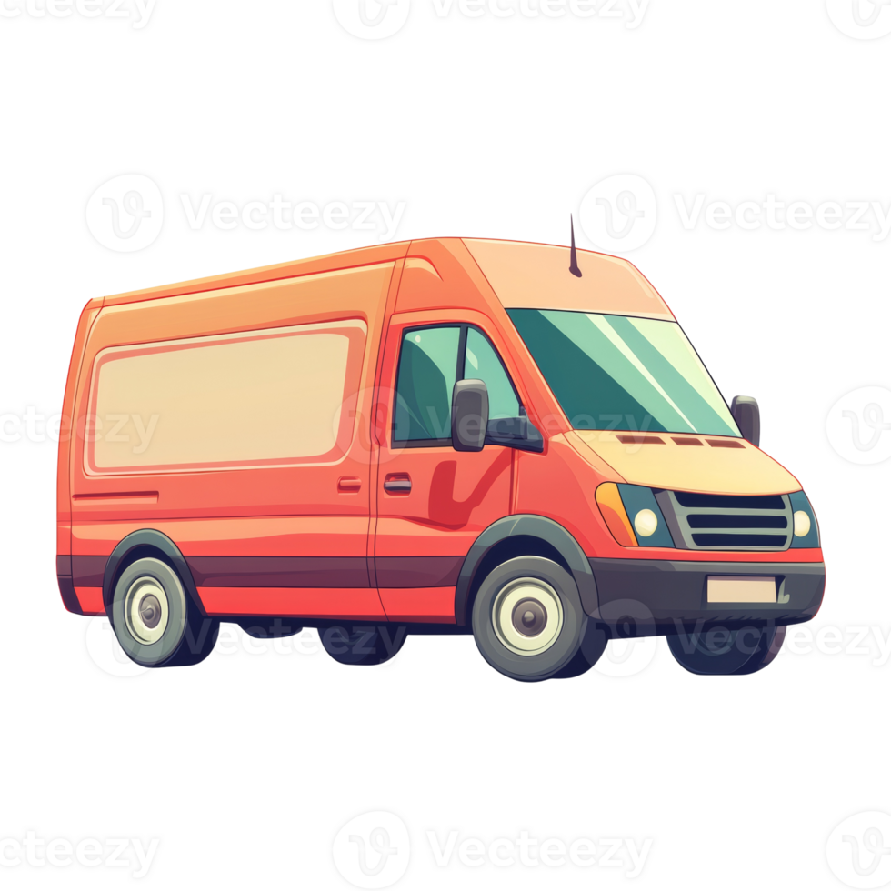 Orange Delivery Van Illustration Design Graphic png