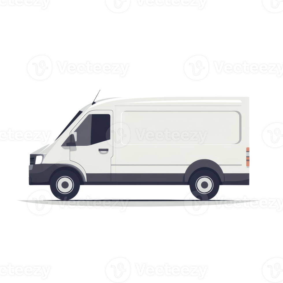 White Panel Van Side Profile Illustration. cut out png