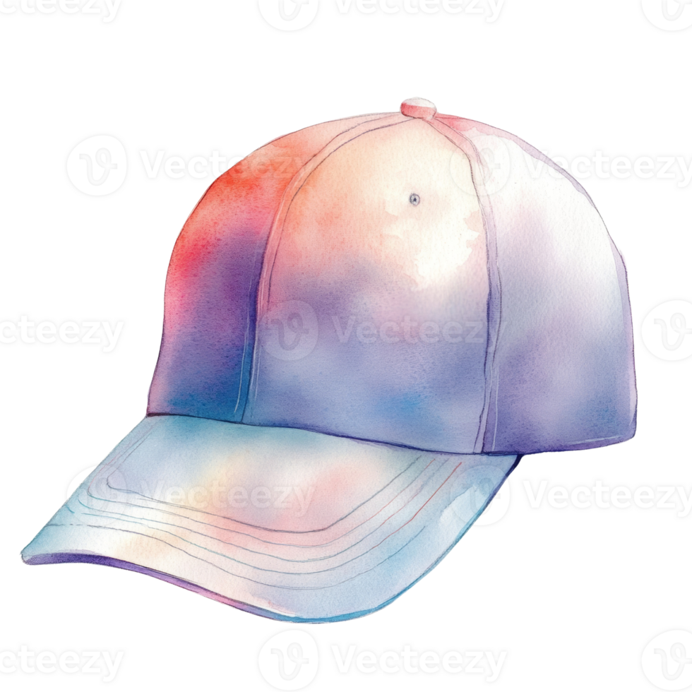 Watercolor Painting of a Pastel Baseball Cap png