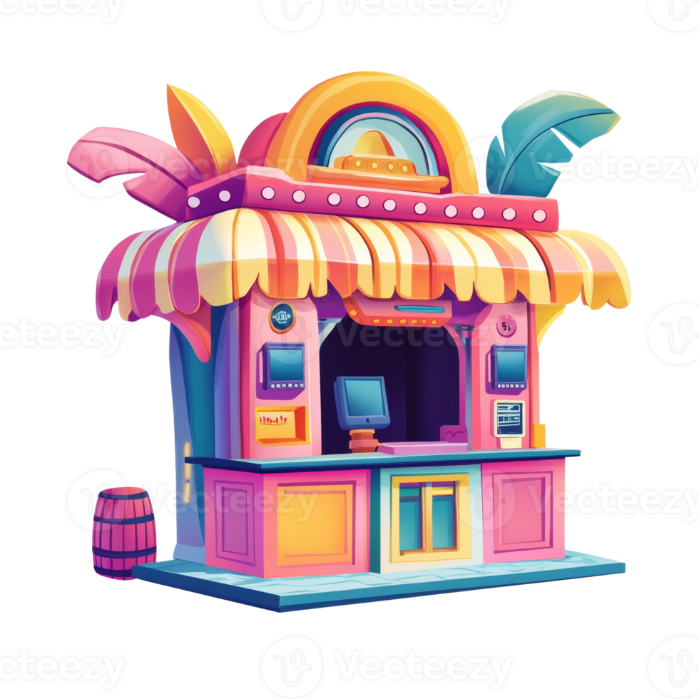 Colorful Cartoon Kiosk Tropical Theme Fun Design png
