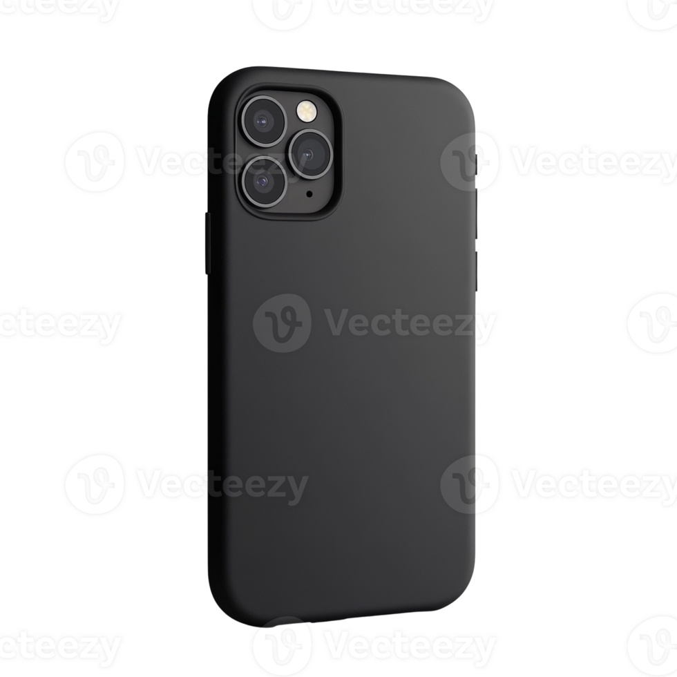 Black Smartphone Case With Triple Lens Camera. cut out png