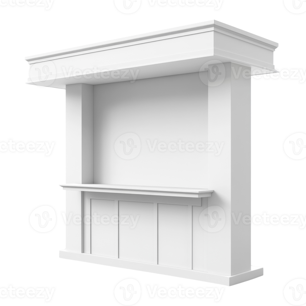 White kiosk architectural model design rendering png