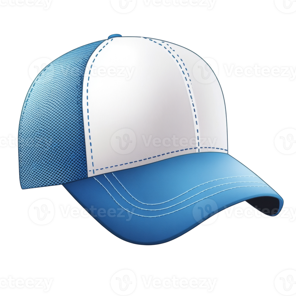 A Stylish Blue and White Baseball Cap Design png