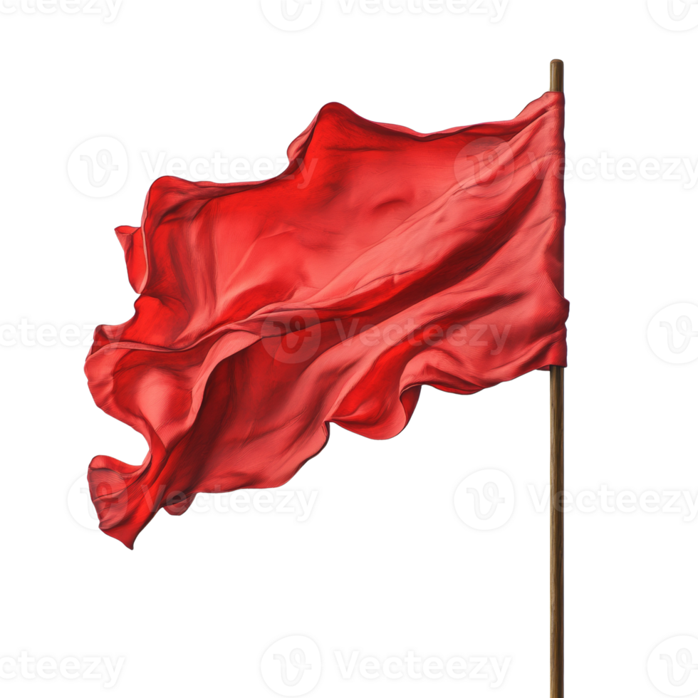 A Red Flag Blows in the Wind on a Pole png
