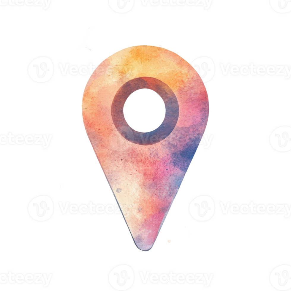 Watercolor Painted Location Marker Design png