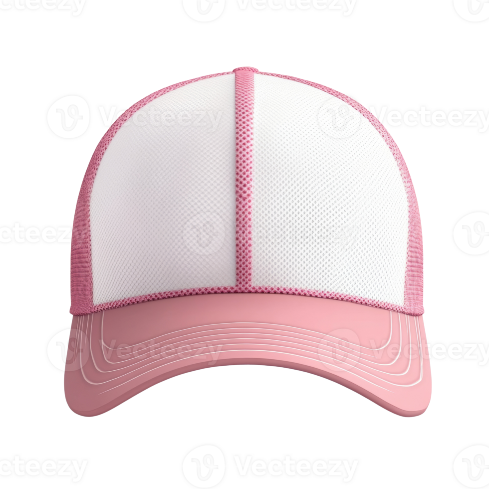 Pink and White Mesh Baseball Cap Design png