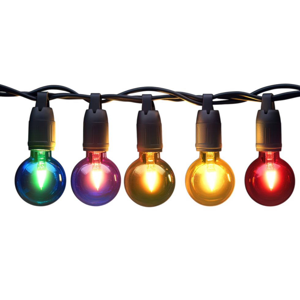 Colorful String Lights Festive Party Decor Bulbs red warm cool blue png