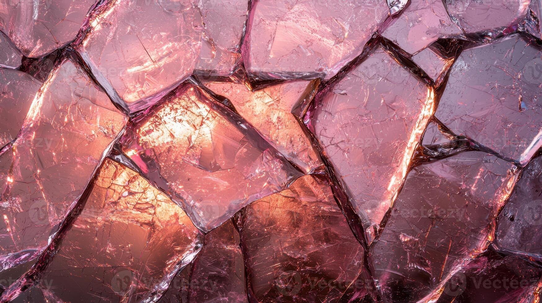 Abstract rose quartz crystal background with light shining through photo