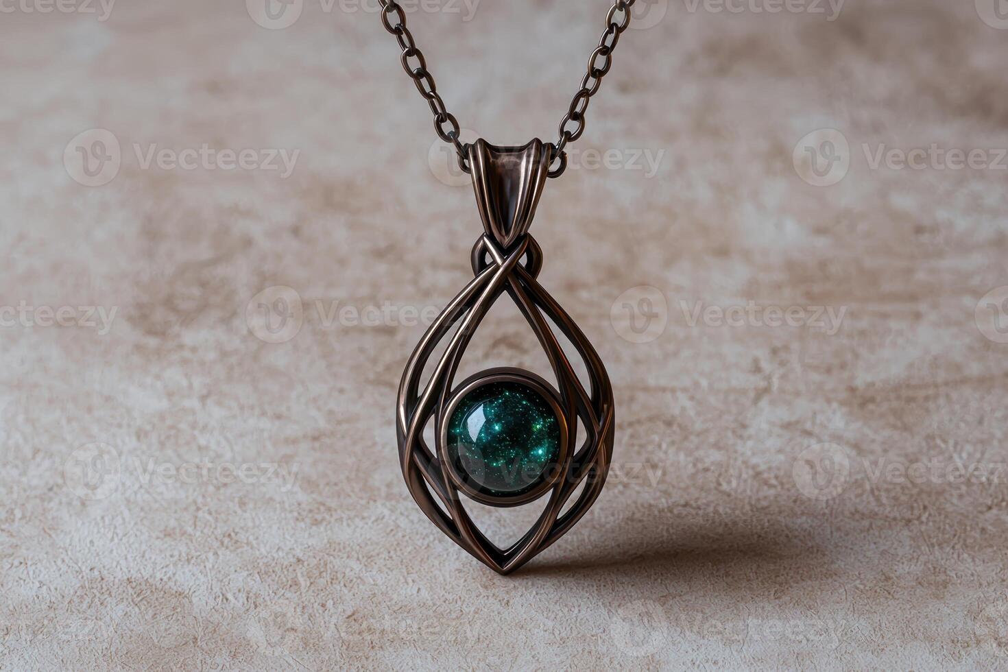 Elegant pendant necklace with a green gemstone photo