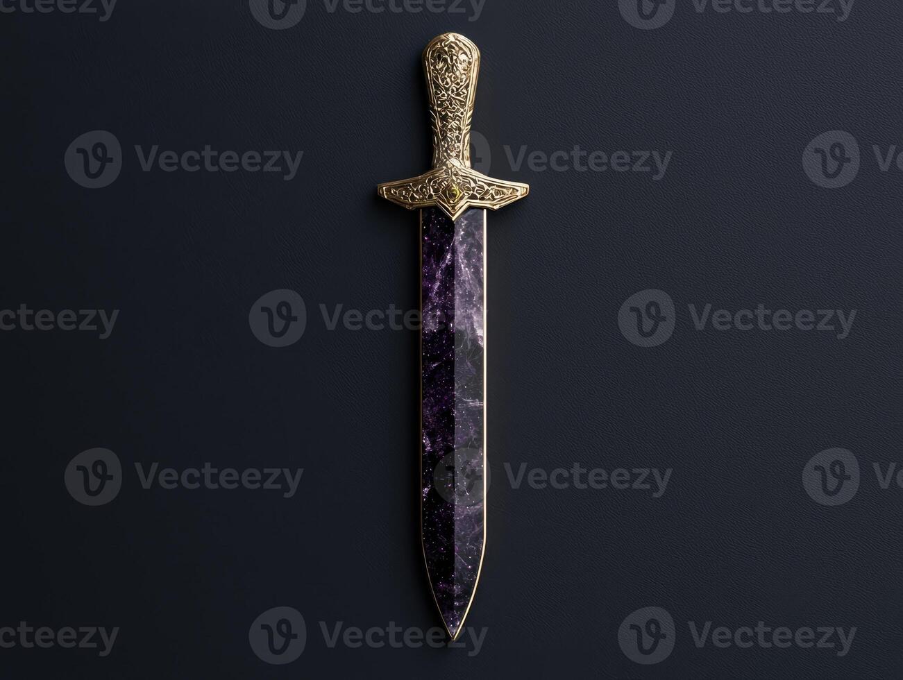 Ornate dagger with a gemstone blade and gold handle photo