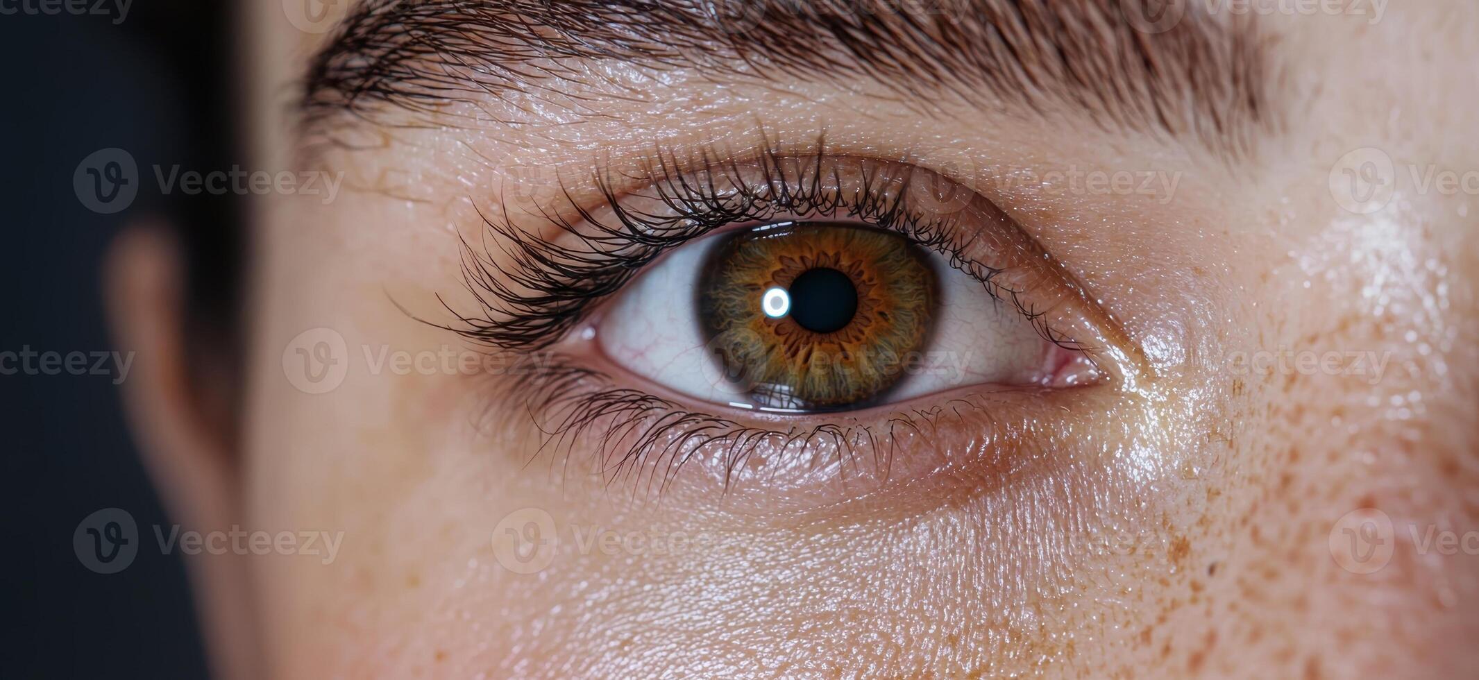 Close up of a hazel eye with long eyelashes. photo