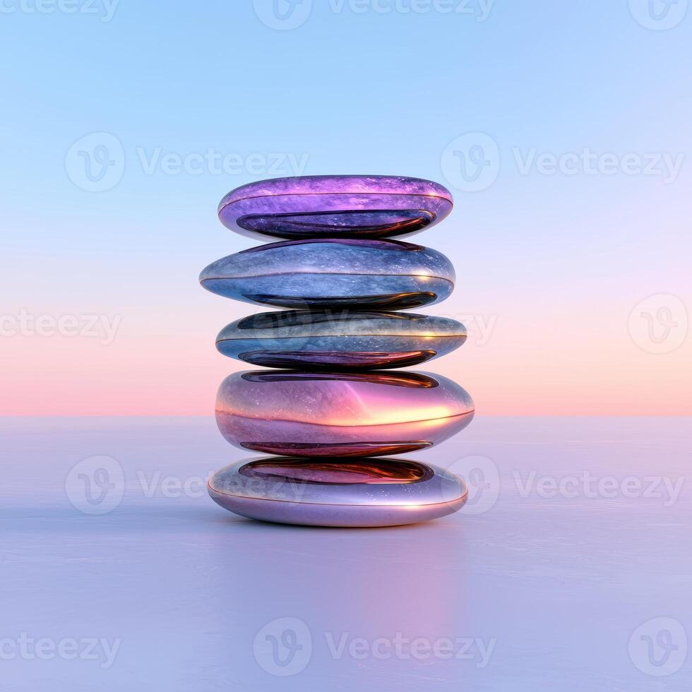 Stack of smooth stones in balance with a gradient background photo