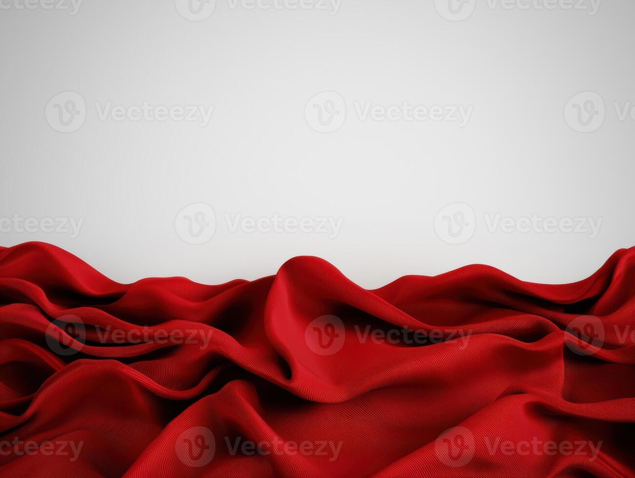 Elegant red fabric draped in folds against a neutral background photo