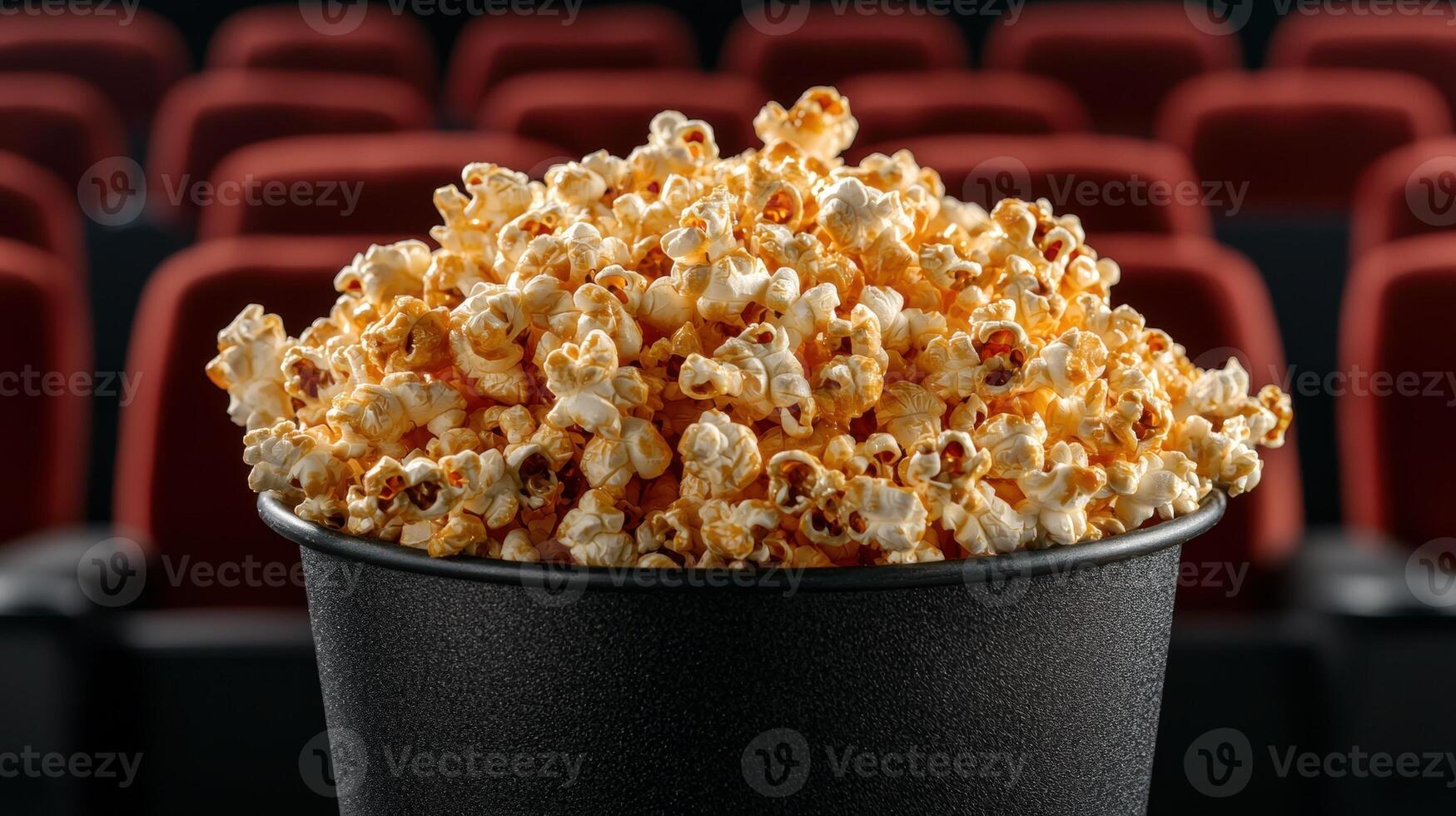 A bucket of popcorn at the movie theater photo