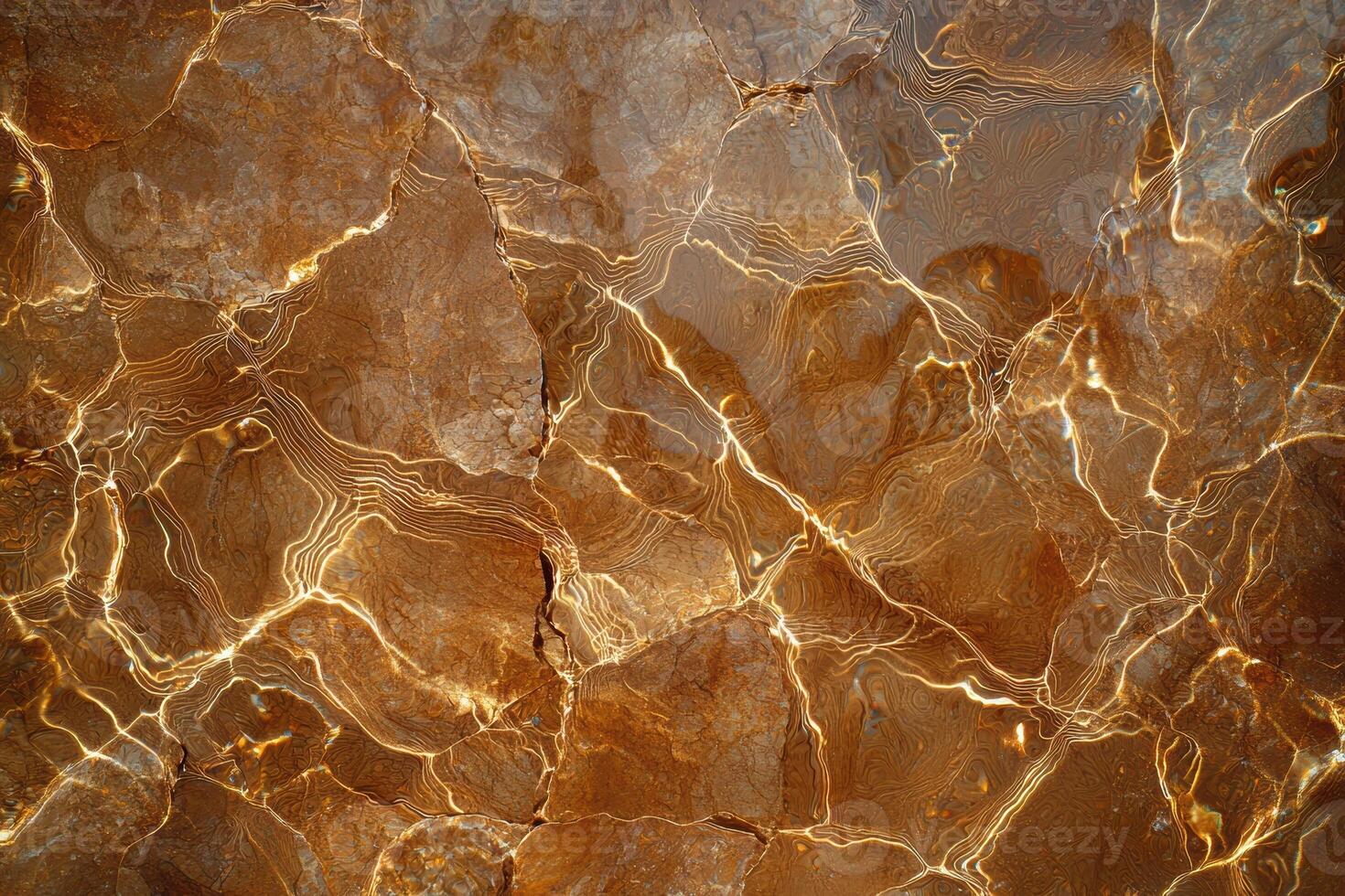 Abstract brown stone texture with golden veins photo