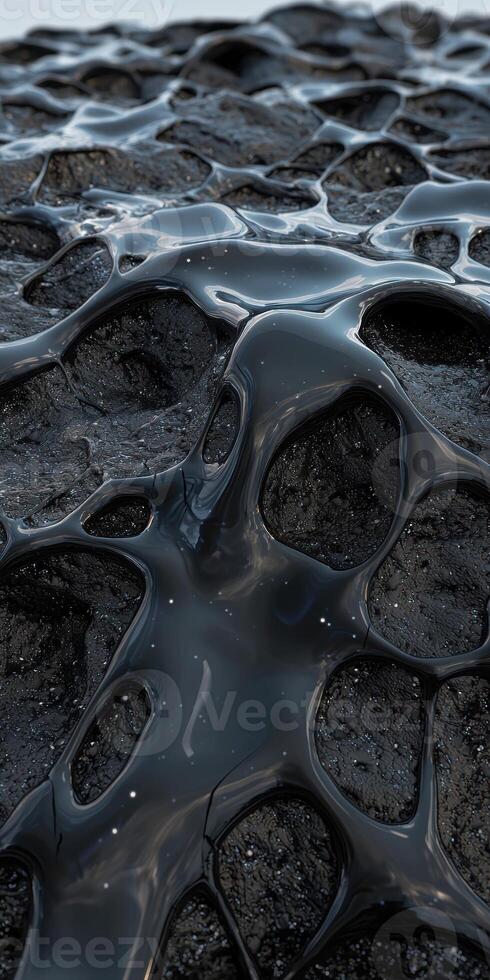 Abstract dark shiny surface with holes photo