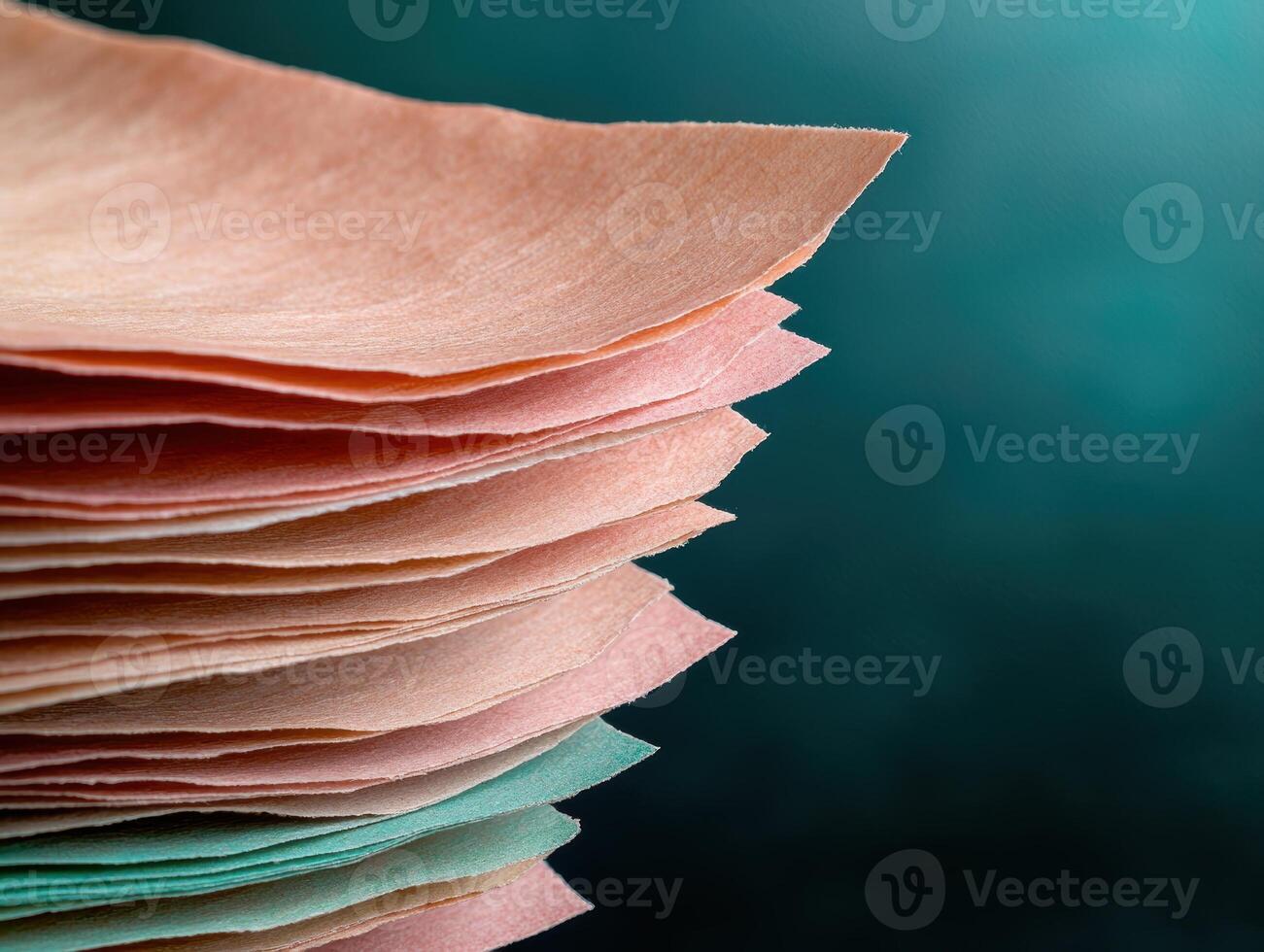 Stack of colorful paper sheets on a dark background photo