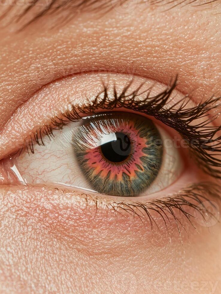 Close up of a human eye with a unique iris pattern photo