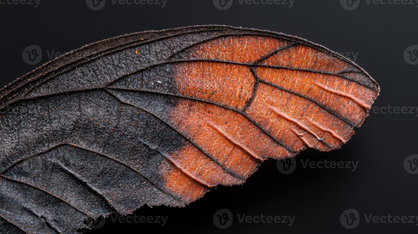 Detailed macro of a butterfly wing showing intricate patterns and textures. photo