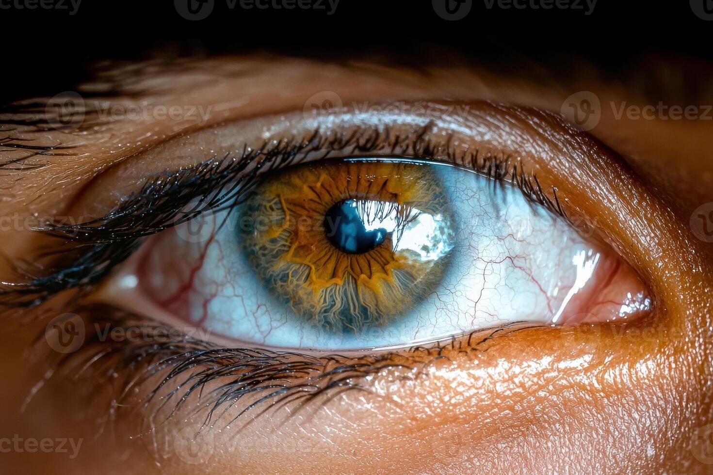 Close up of a human eye with a hazel iris photo