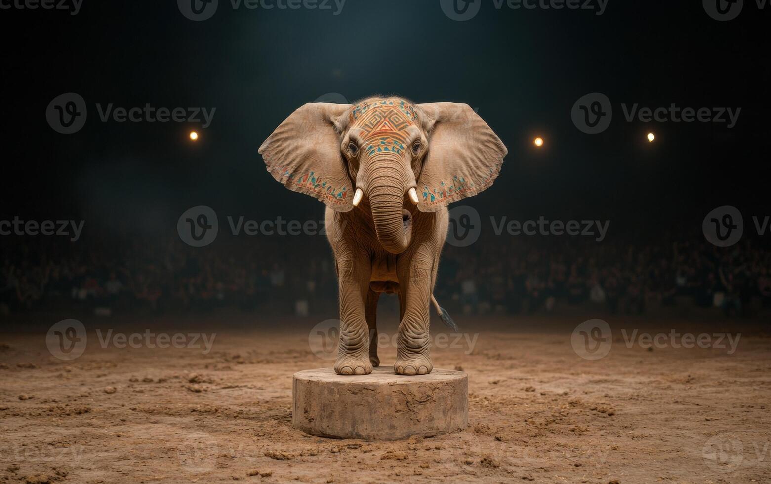 An elephant performing in a circus ring photo