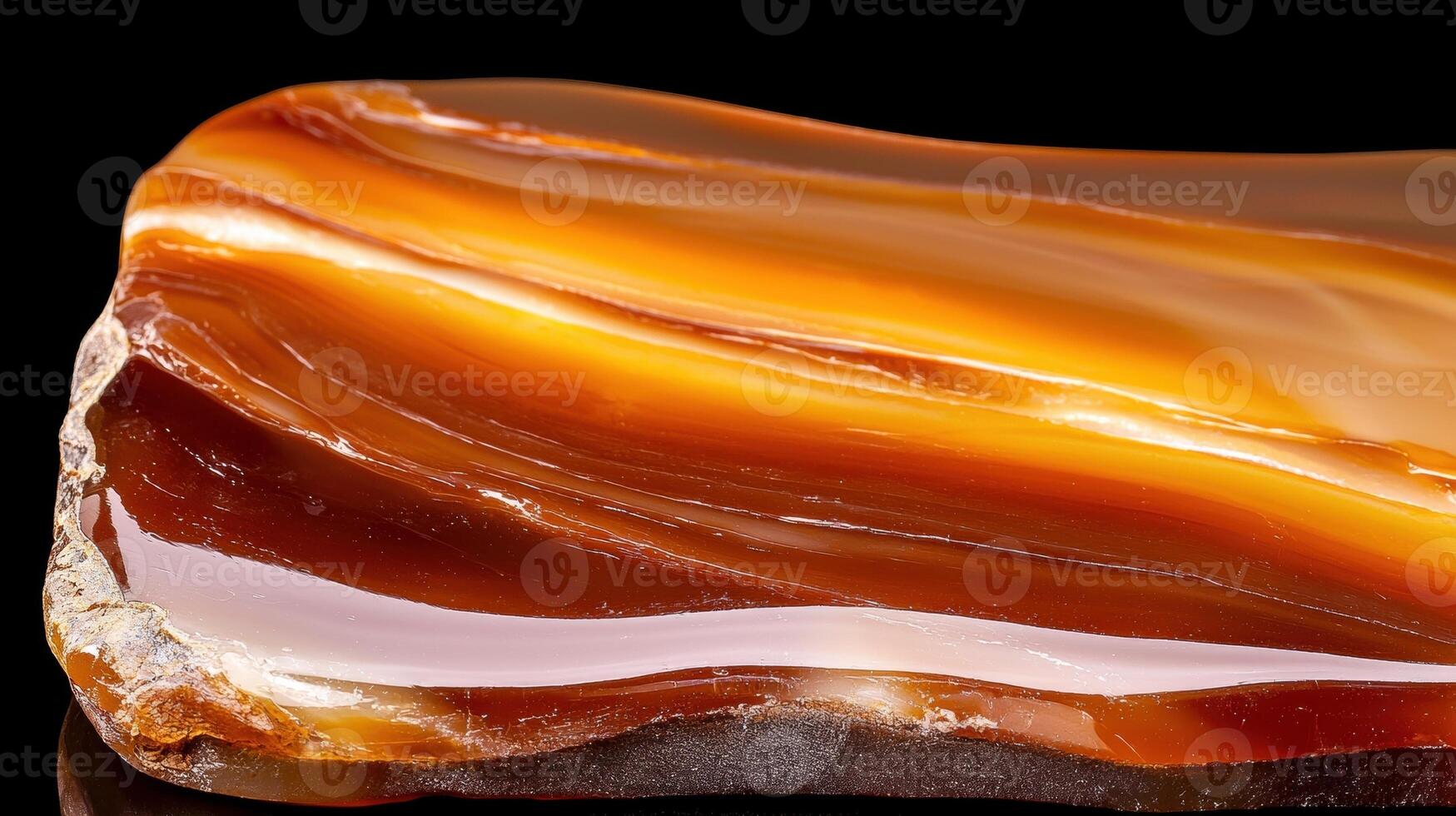 A polished agate stone with banded layers photo