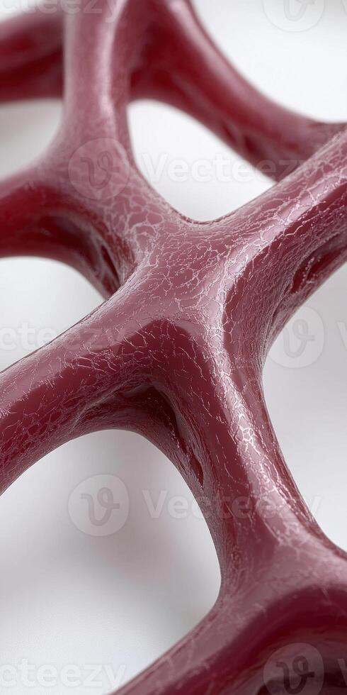 Close up of a red, textured, organic looking lattice structure photo