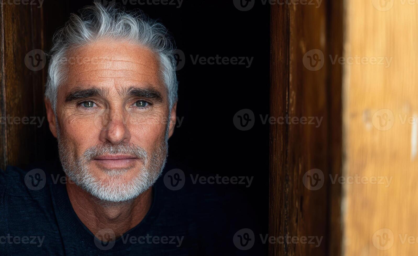 Portrait of a mature man with gray hair and beard. photo