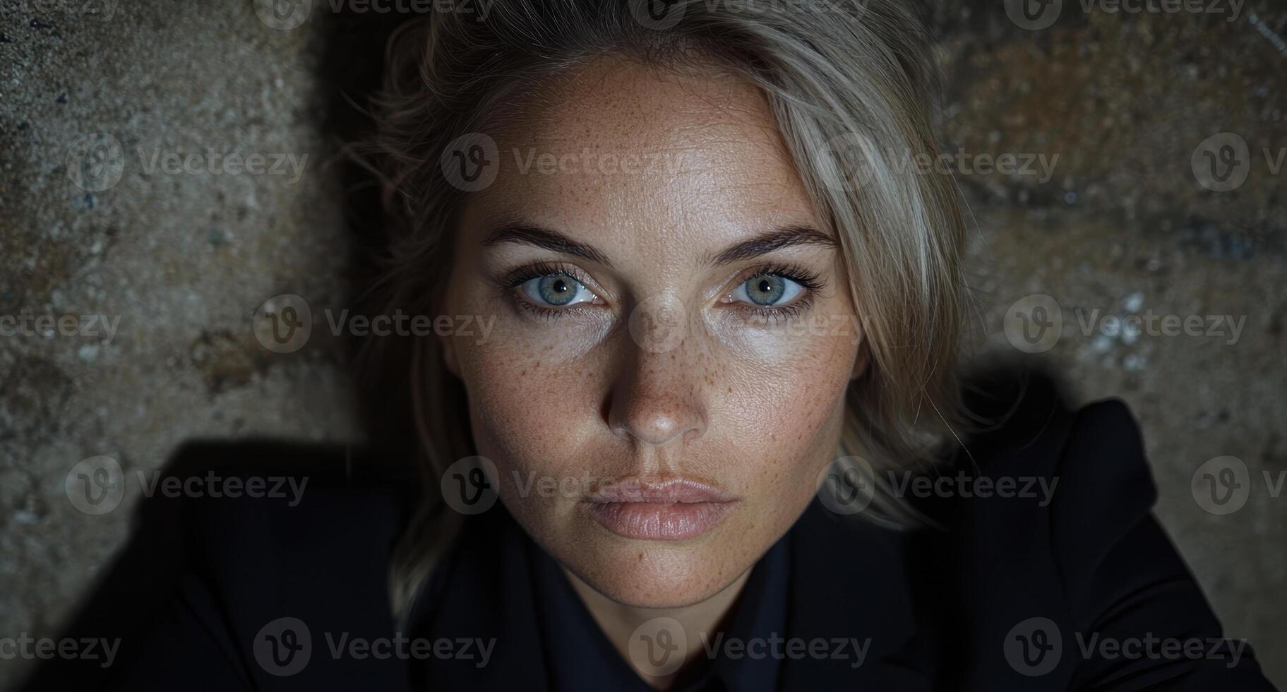 Close up portrait of a woman with freckles photo