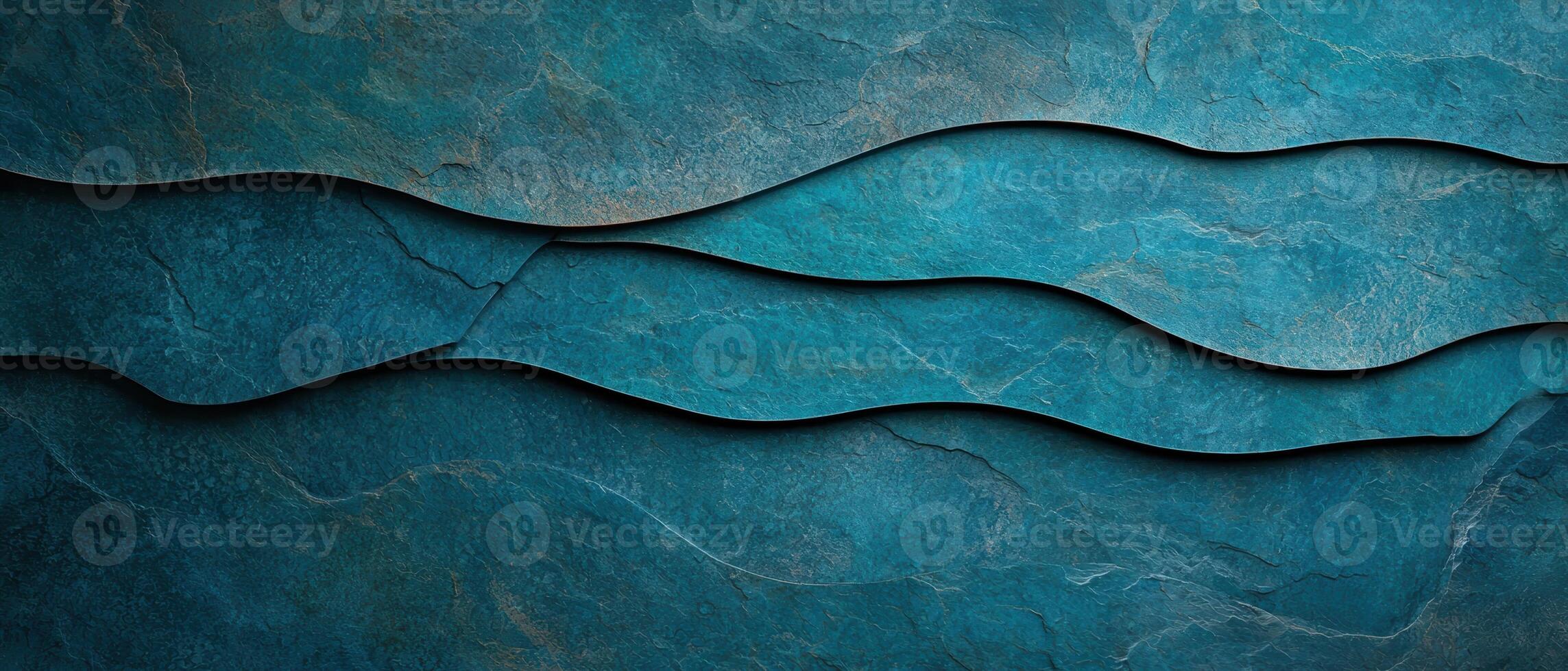 Abstract teal stone background with wavy layers photo