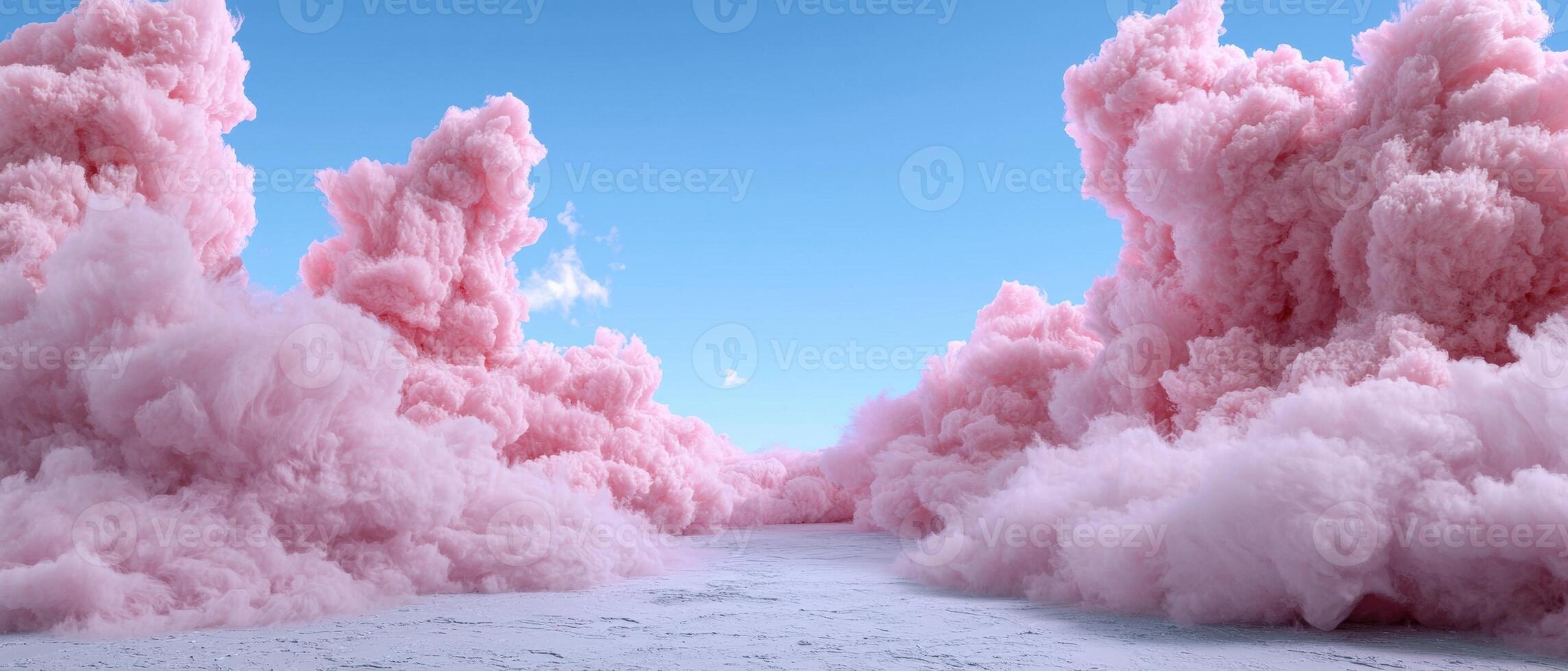 Pink clouds against a blue sky photo