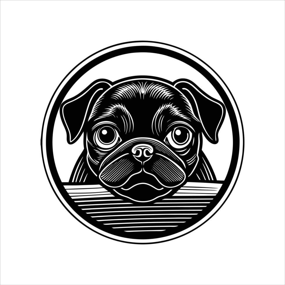 Cute peeking Pug vector
