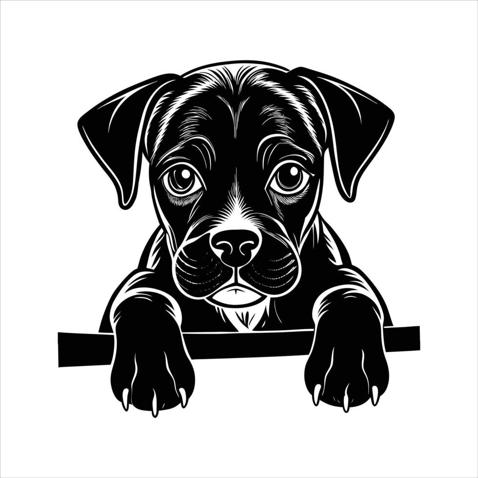 Cute Dog Peeking Over vector