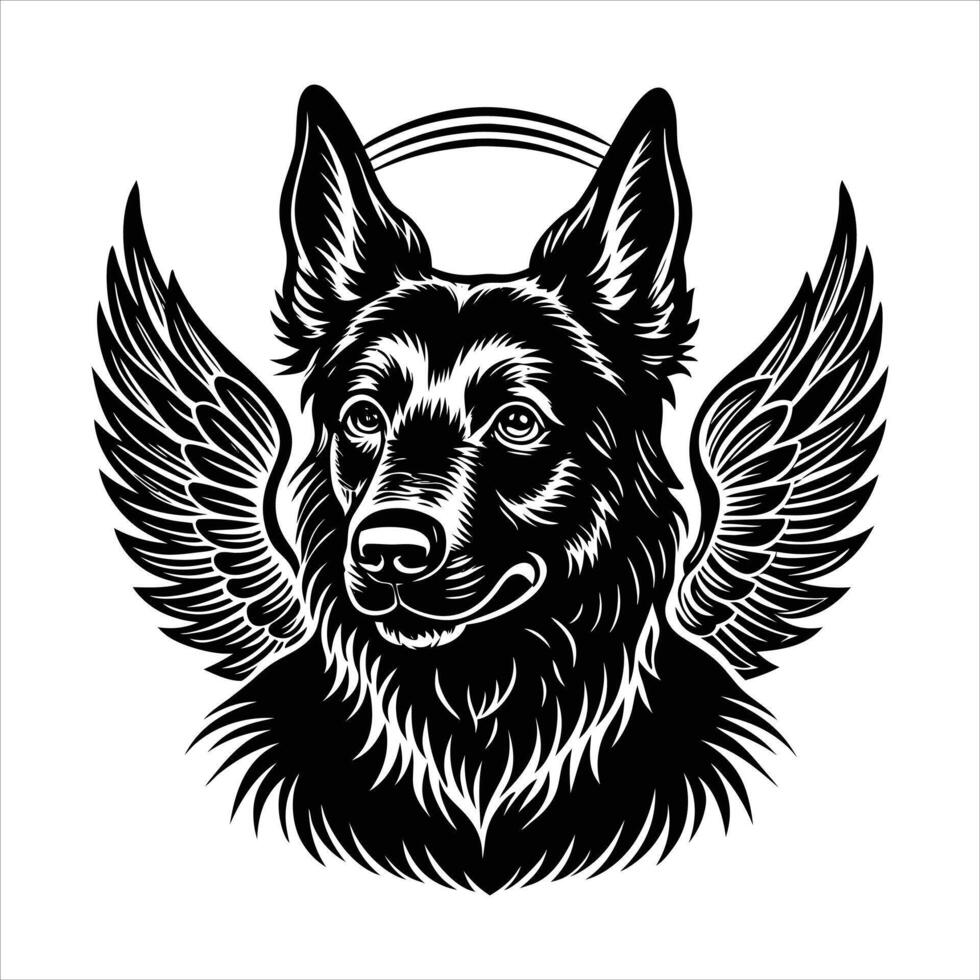 German Shepherd Angel Dog vector