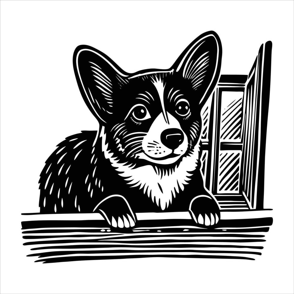 Welsh Corgi Dog Peeking Vectors