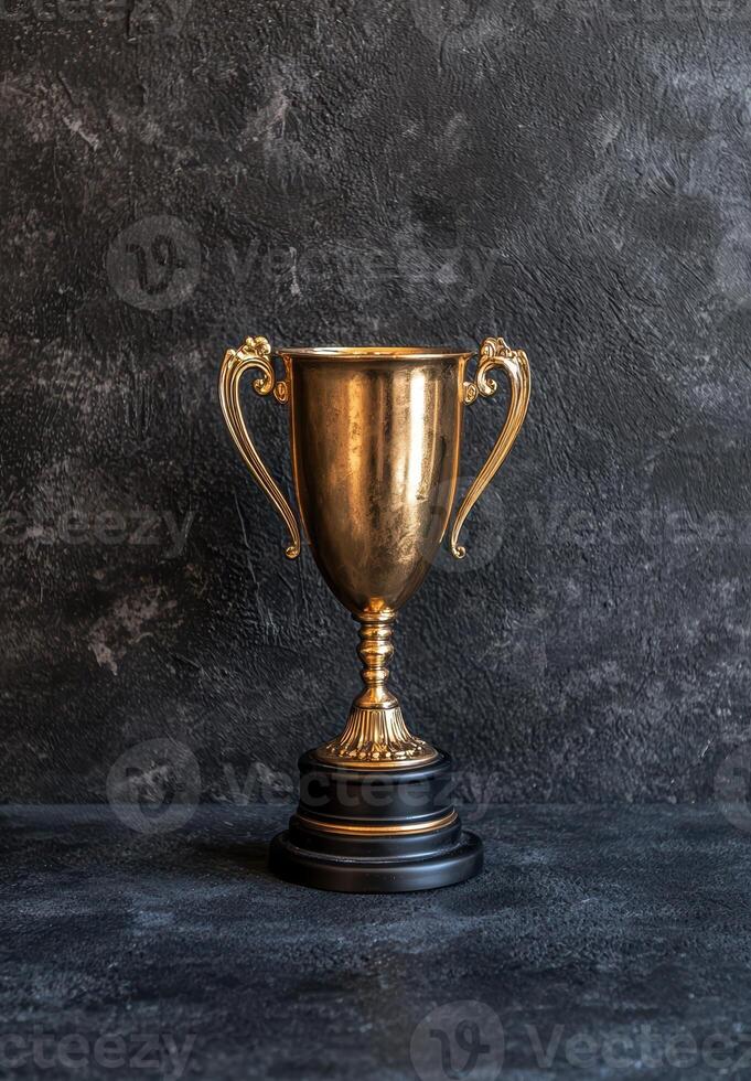 A golden trophy on a dark background photo