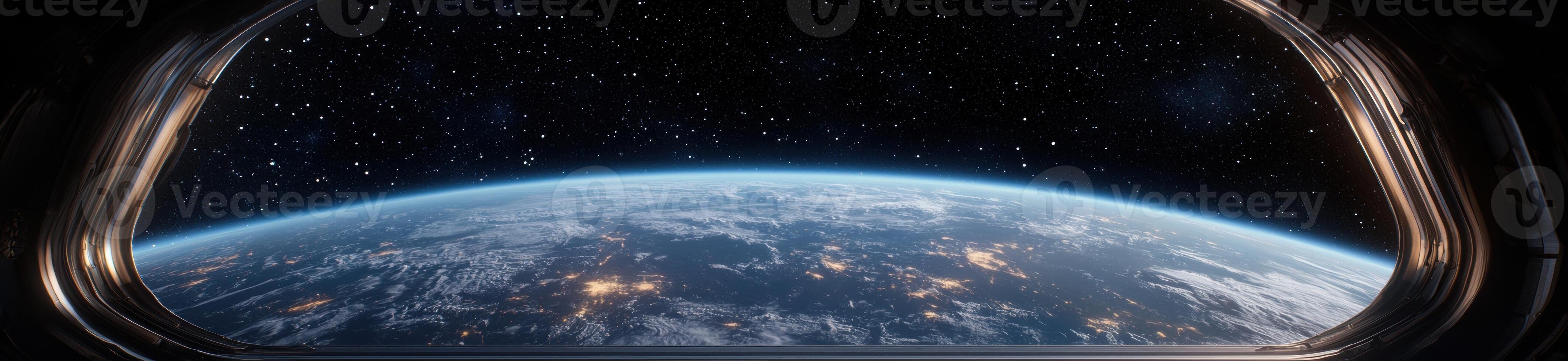 Earth view from space station window photo
