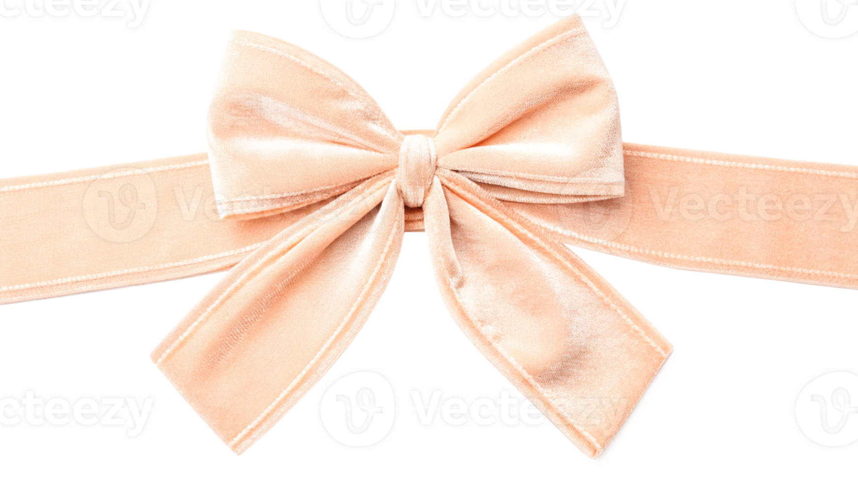 Isolated view of a decorative bow with a velvet ribbon on a transparent background png