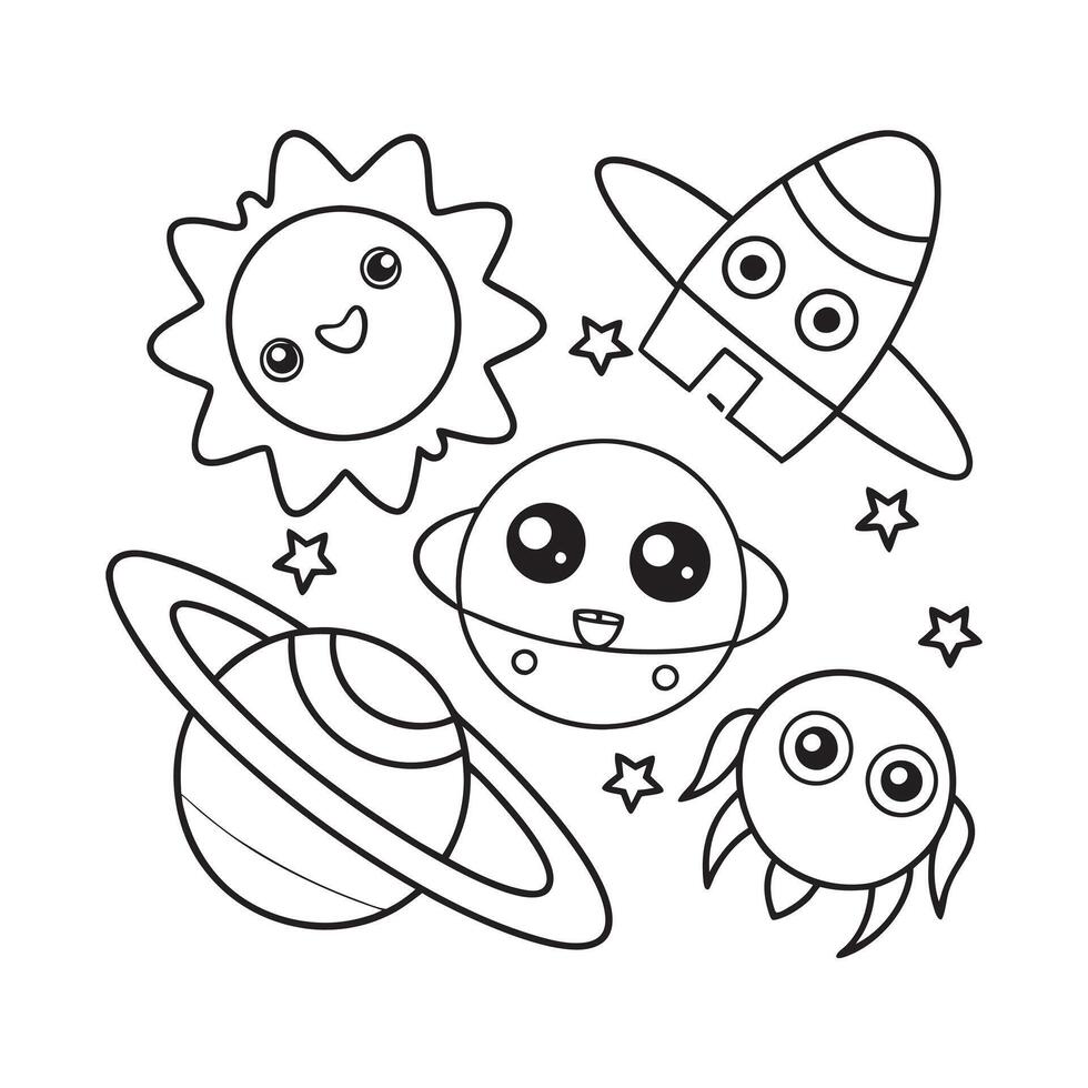 Open sky elements sun, moon and stars illustrations vector