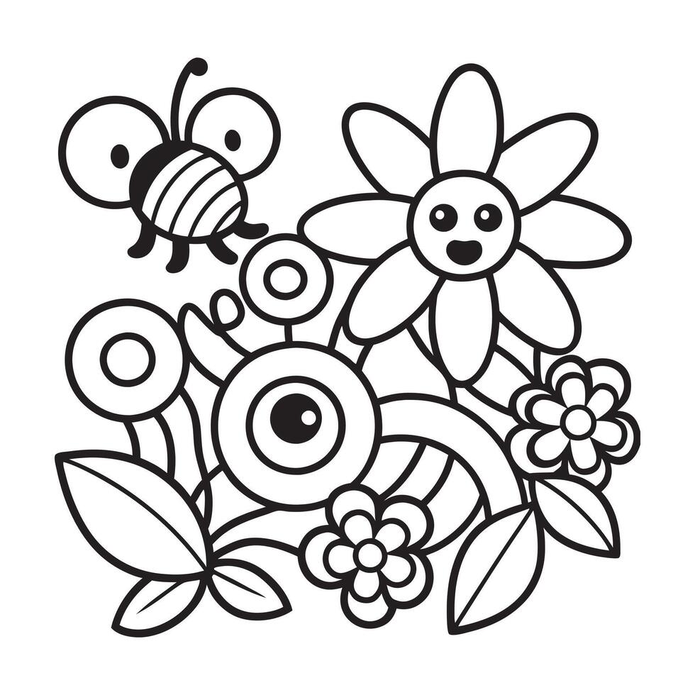 Zen garden stone and koi patterns illustration for coloring books page vector