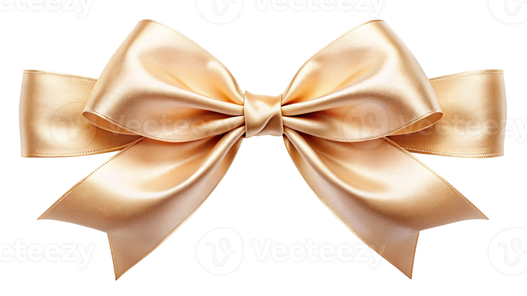 A beautifully crafted beige satin bow with a long, trailing ribbon, isolated on a transparent background png
