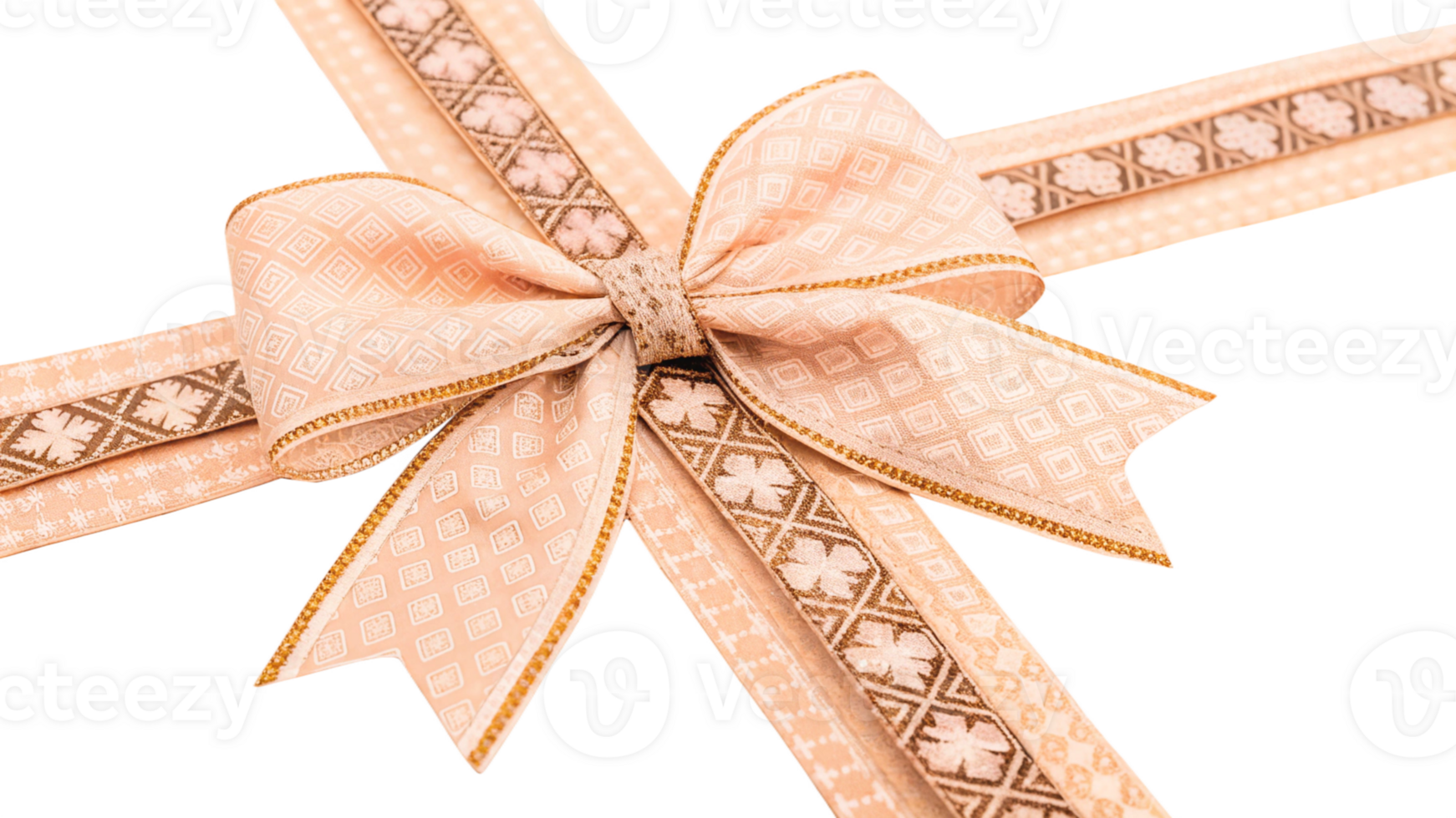 A sophisticated bow with a patterned ribbon, isolated on a transparent background png