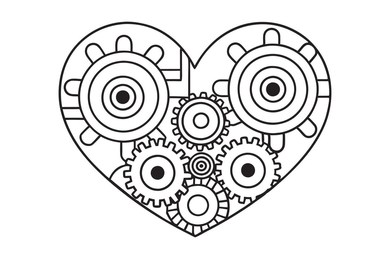 Steampunk machinery and gears for coloring books vector