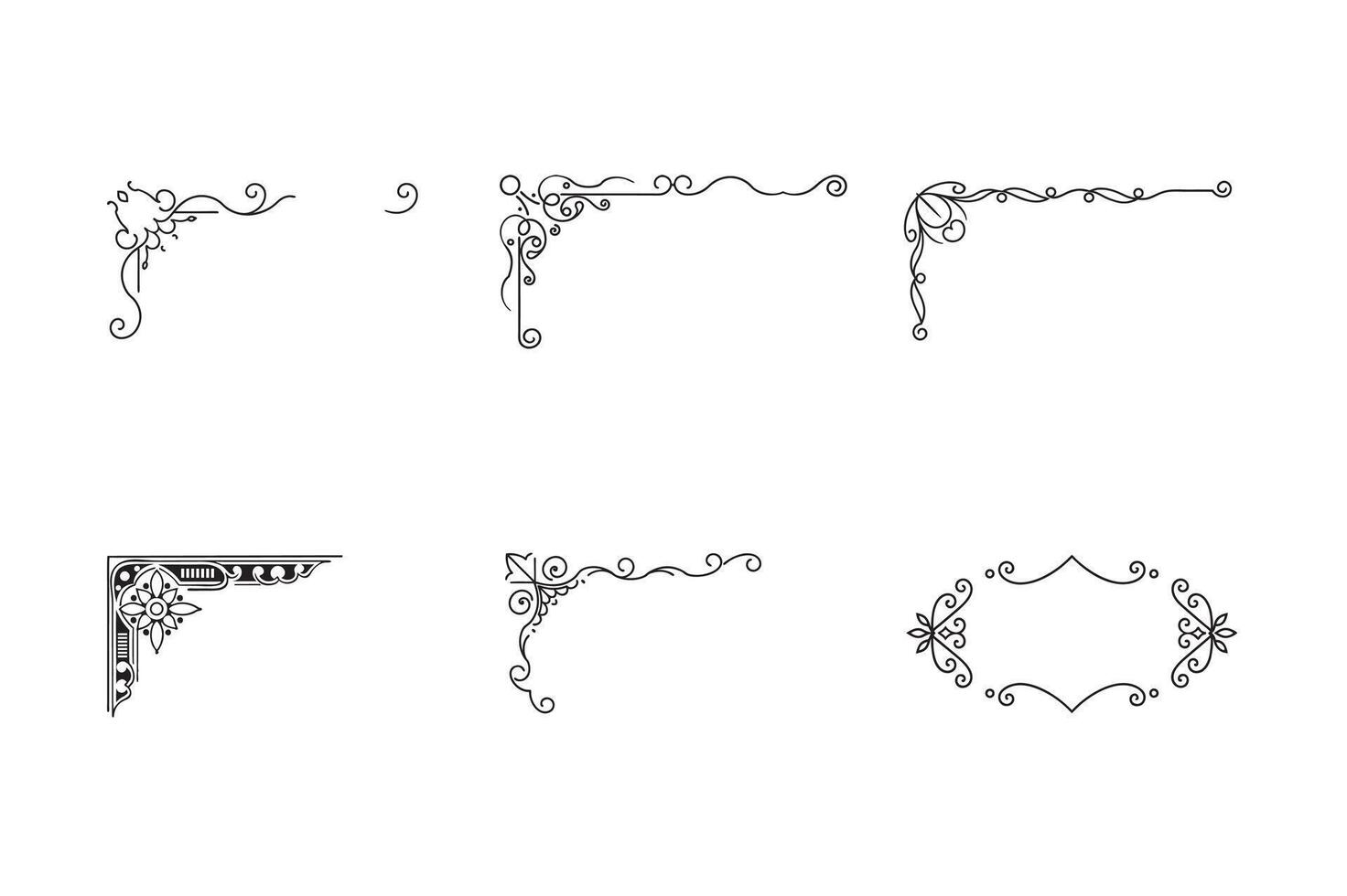 Luxury ornamental corner line designs for frames vector